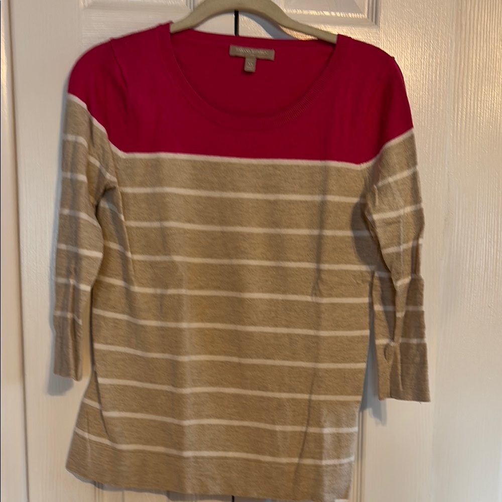 Banana Republic Pink and Beige Striped Sweater size XS petite NWOT